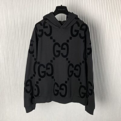 GUCCI GG FLOCKED PRINT COTTON FLEECE SWEATSHIRT - H002