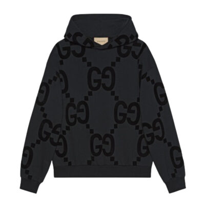 GUCCI GG FLOCKED PRINT COTTON FLEECE SWEATSHIRT - H002