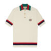 GUCCI KNIT COTTON POLO T-SHIRT WITH WEB - X018