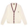 GUCCI KNIT COTTON V-NECK CARDIGAN WITH WEB - H011