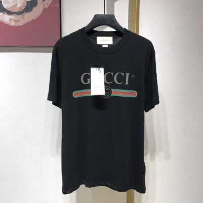 GUCCI OVERSIZE WASHED T-SHIRT WITH GUCCI LOGO - X047