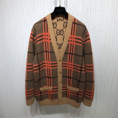 GUCCI REVERSIBLE KNIT WOOL CARDIGAN - H018