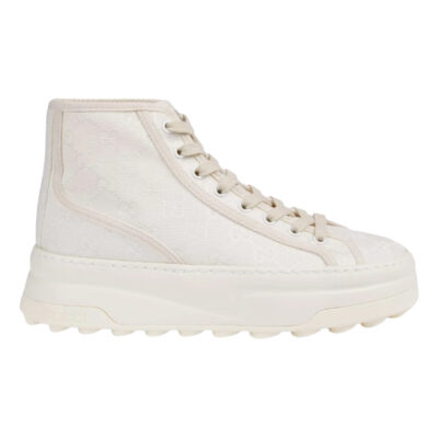 GUCCI TENNIS TRECK HIGH-TOP SNEAKERS WHITE CANVAS - G064