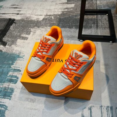 LOUIS VUITTON TRAINER SNEAKER ORANGE GREY - L088