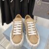 PRADA DOUBLE WHEEL RE-NYLON GABARDINE SNEAKERS BEIGE - P066