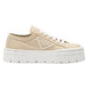 PRADA DOUBLE WHEEL RE-NYLON GABARDINE SNEAKERS BEIGE - P066