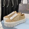 PRADA DOUBLE WHEEL RE-NYLON GABARDINE SNEAKERS BEIGE - P066