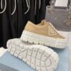 PRADA DOUBLE WHEEL RE-NYLON GABARDINE SNEAKERS BEIGE - P066