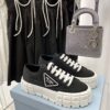 PRADA DOUBLE WHEEL RE-NYLON GABARDINE SNEAKERS BLACK - P064