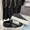 PRADA DOUBLE WHEEL RE-NYLON GABARDINE SNEAKERS BLACK - P064