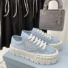 PRADA DOUBLE WHEEL RE-NYLON GABARDINE SNEAKERS LIGHT BLUE - P068