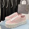 PRADA DOUBLE WHEEL RE-NYLON GABARDINE SNEAKERS PINK - P067