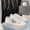 PRADA DOUBLE WHEEL RE-NYLON GABARDINE SNEAKERS WHITE - P065