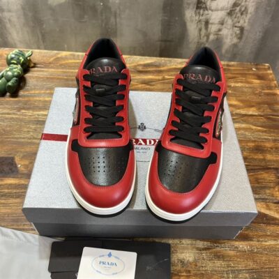 PRADA DOWNTOWN LEATHER SNEAKERS RED - P039