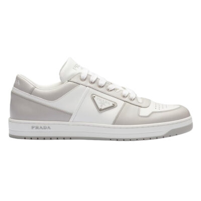 PRADA DOWNTOWN LEATHER SNEAKERS WHITE CRYSTAL - P028