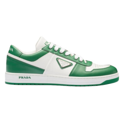 PRADA DOWNTOWN LEATHER SNEAKERS WHITE GREEN - P029