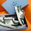 PRADA DOWNTOWN LEATHER SNEAKERS WHITE GREEN - P029