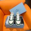 PRADA DOWNTOWN LEATHER SNEAKERS WHITE GREEN - P029