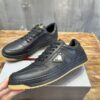 PRADA DOWNTOWN NAPPA LEATHER SNEAKERS BLACK - P044