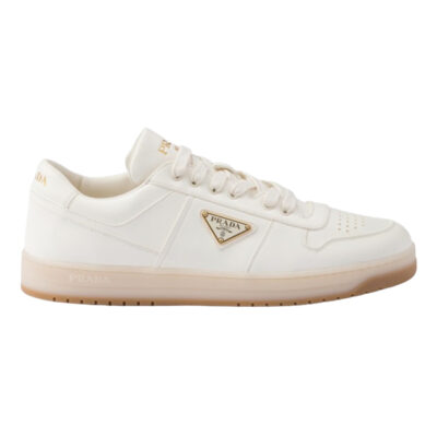 PRADA DOWNTOWN NAPPA LEATHER SNEAKERS IVORY - P043