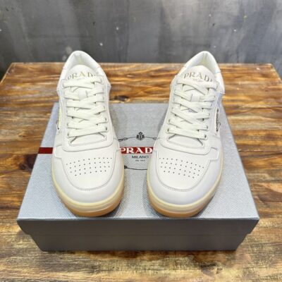 PRADA DOWNTOWN NAPPA LEATHER SNEAKERS IVORY - P043