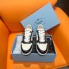 PRADA DOWNTOWN PATENT LEATHER SNEAKERS WHITE BLACK - P031