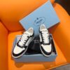 PRADA DOWNTOWN PATENT LEATHER SNEAKERS WHITE BLACK - P031