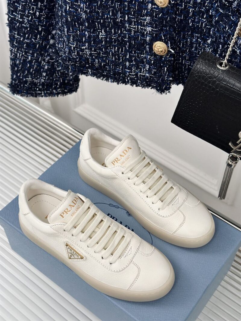 PRADA LEATHER SNEAKERS IVORY - P049