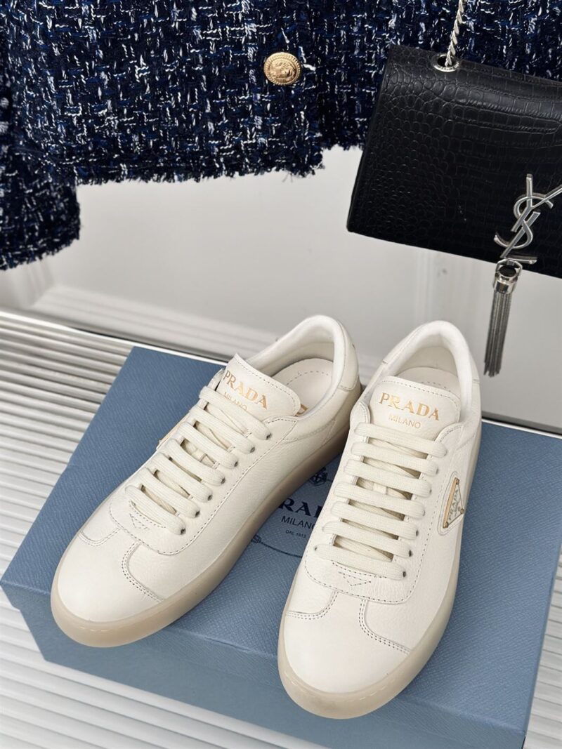 PRADA LEATHER SNEAKERS IVORY - P049