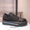 PRADA MACRO RE-NYLON AND BRUSHED LEATHER SNEAKERS - P070