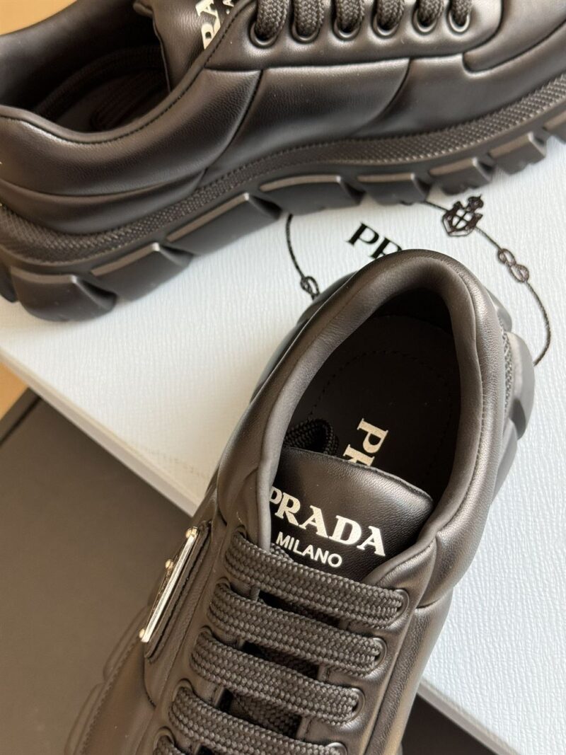 PRADA PADDED NAPPA LEATHER SNEAKERS BLACK - P053