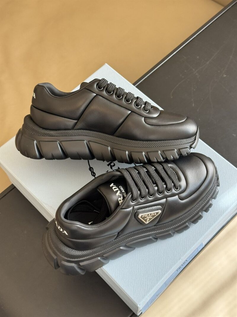 PRADA PADDED NAPPA LEATHER SNEAKERS BLACK - P053