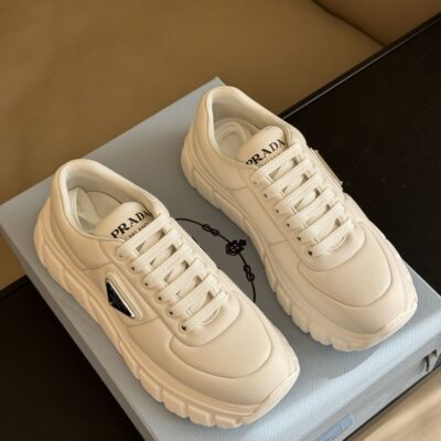 PRADA PADDED NAPPA LEATHER SNEAKERS WHITE - P054