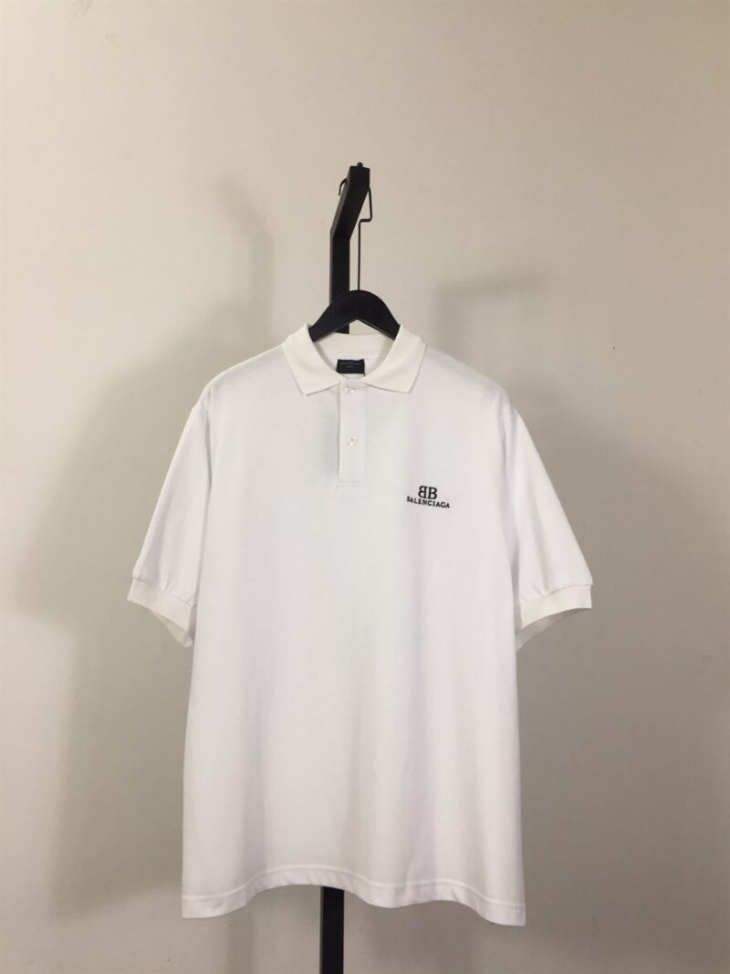 BALENCIAGA BB CLASSIC BALENCIAGA POLO SHIRT OVERSIZED IN WHITE - Y037