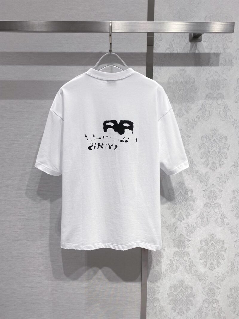 BALENCIAGA COTTON T-SHIRT WHITE BLACK - Y041