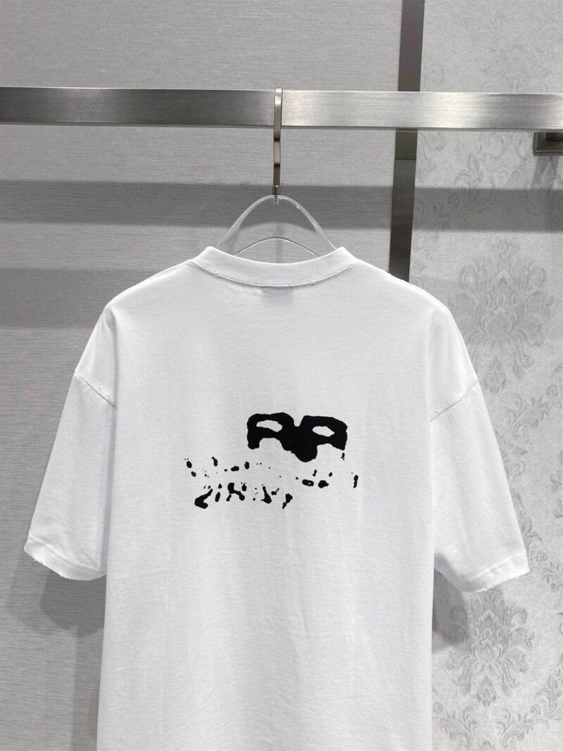 BALENCIAGA COTTON T-SHIRT WHITE BLACK - Y041