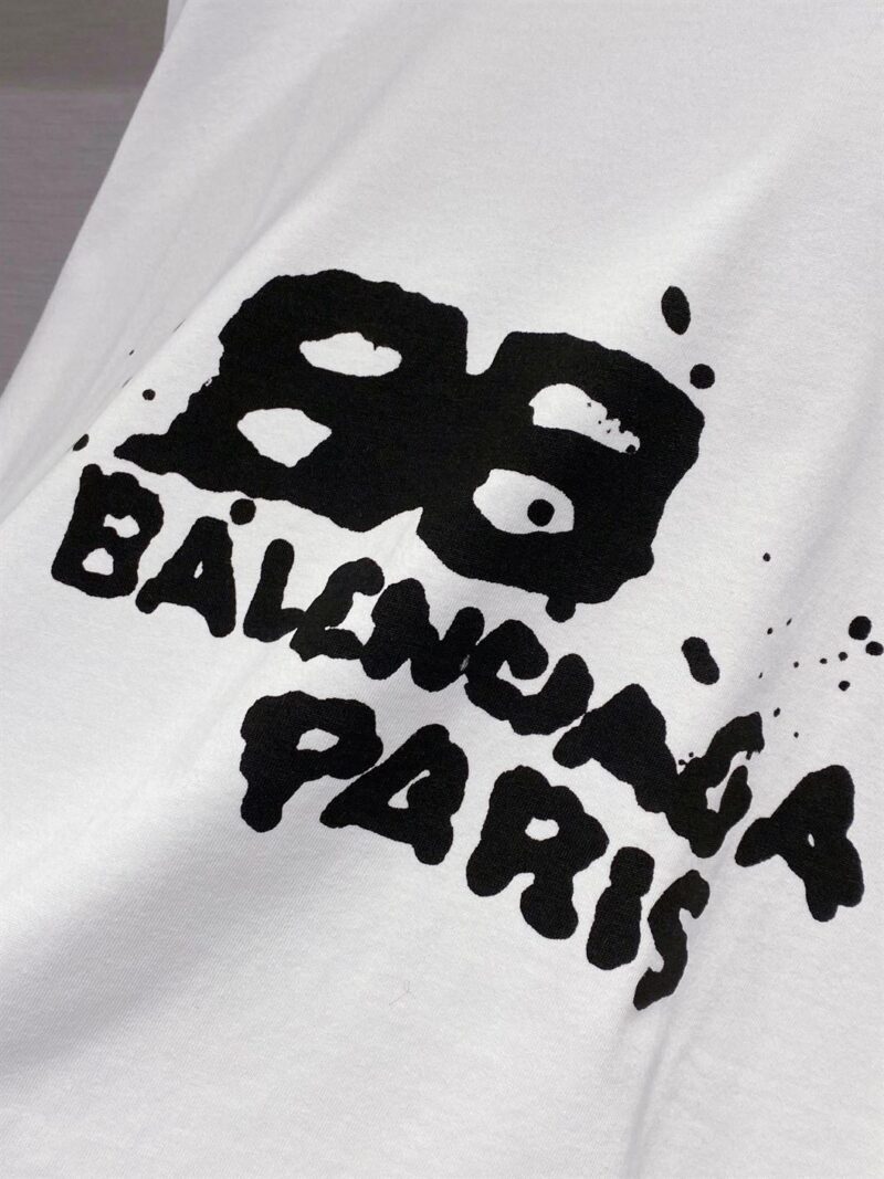 BALENCIAGA COTTON T-SHIRT WHITE BLACK - Y041