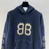 BALENCIAGA CRYPTO HOODIE MEDIUM FIT IN BLUE - BH001