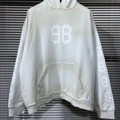 BALENCIAGA CRYPTO HOODIE MEDIUM FIT IN WHITE - BH039