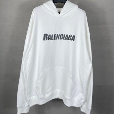 BALENCIAGA DESTROYED LOGO-PRINT HOODIE - BH028