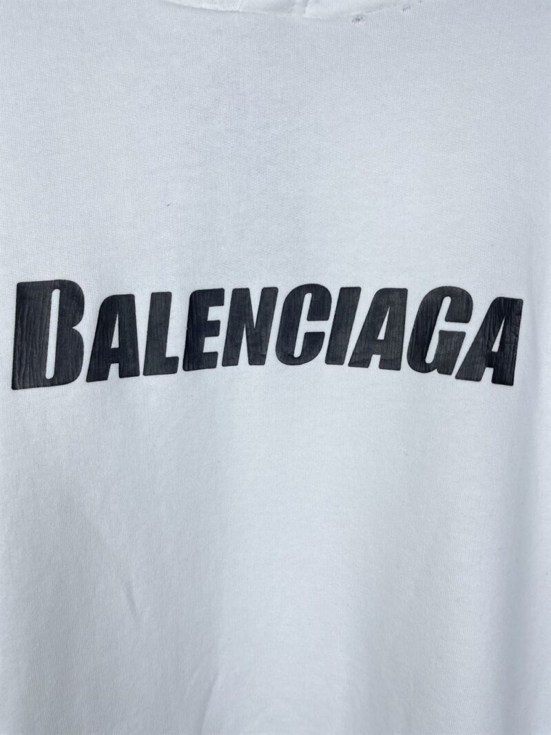 BALENCIAGA DESTROYED LOGO-PRINT HOODIE - BH028