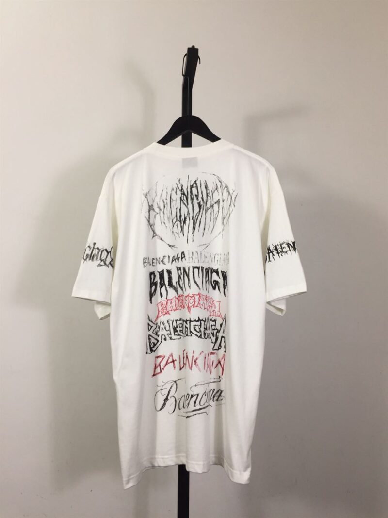 BALENCIAGA DIY METAL T-SHIRT LARGE FIT IN WHITE BLACK RED - Y050