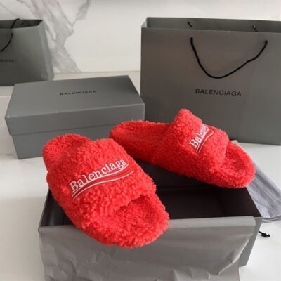 BALENCIAGA FURRY SLIDE RED - E048