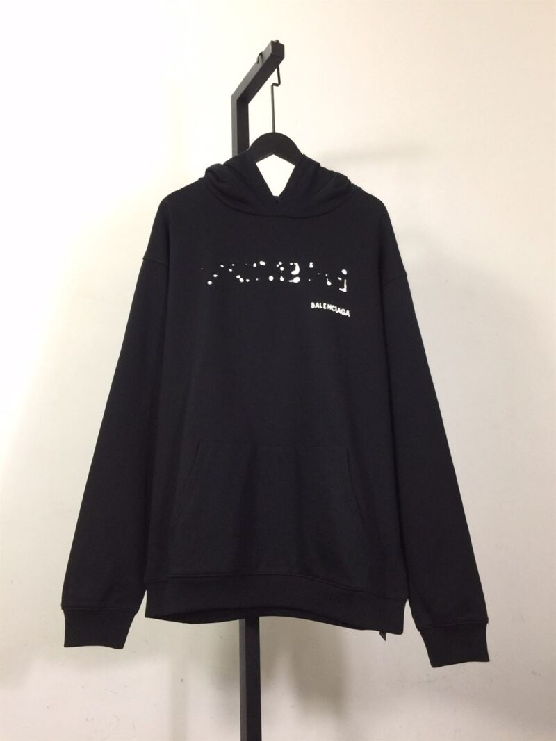 BALENCIAGA HAND-DRAWN BALENCIAGA HOODIE MEDIUM FIT IN BLACK - BH015