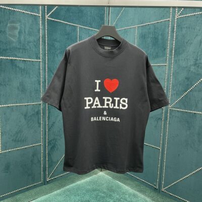 BALENCIAGA I LOVE PARIS & BALENCIAGA T-SHIRT OVERSIZED IN BLACK - Y017