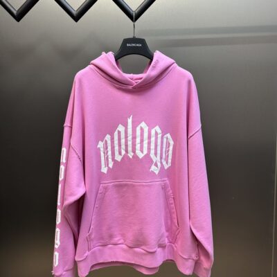 BALENCIAGA NOLOGO HOODIE MEDIUM FIT IN LIGHT PINK - BH008