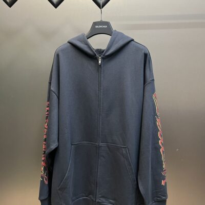 BALENCIAGA OFFSHORE ZIP-UP HOODIE MEDIUM FIT - BH038