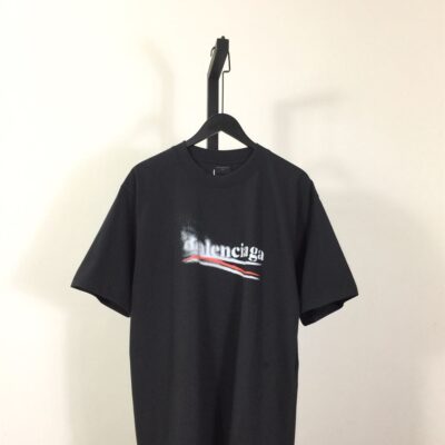 BALENCIAGA POLITICAL STENCIL T-SHIRT MEDIUM FIT IN OFF BLACK WHITE - Y019