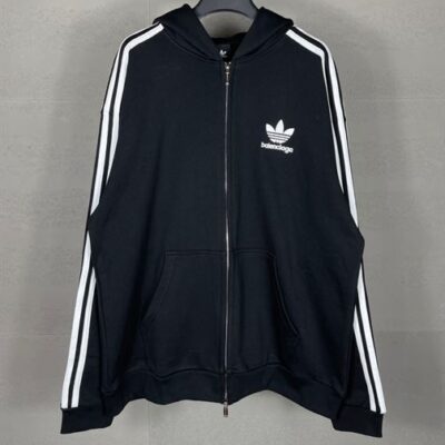 BALENCIAGA X ADIDAS ZIP-UP HOODIE SMALL FIT BLACK - BH029