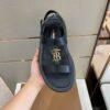 BURBERRY BUCKINGHAM LOGO LEATHER SLINGBACK SANDALS - U035